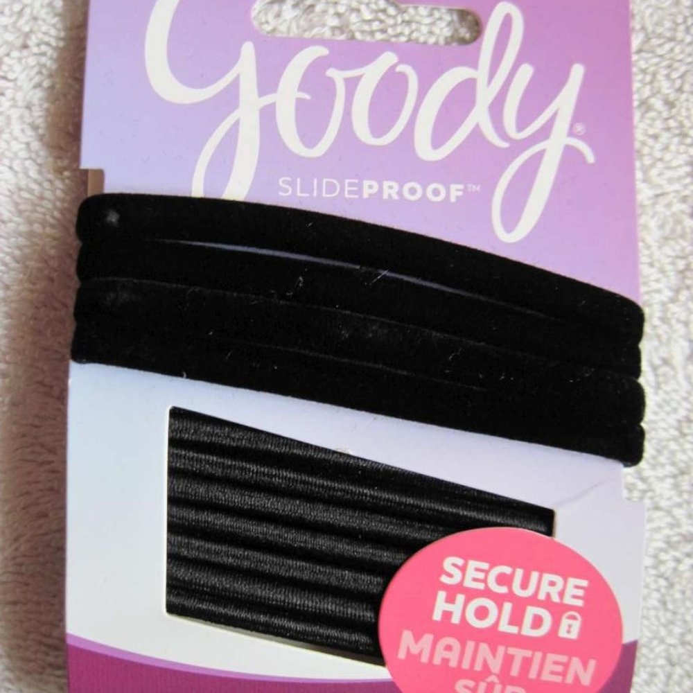 12 Black 4 Goody Velvet Secure Stay Put Elastic Hair Band Ponytailers 8 Ouchless